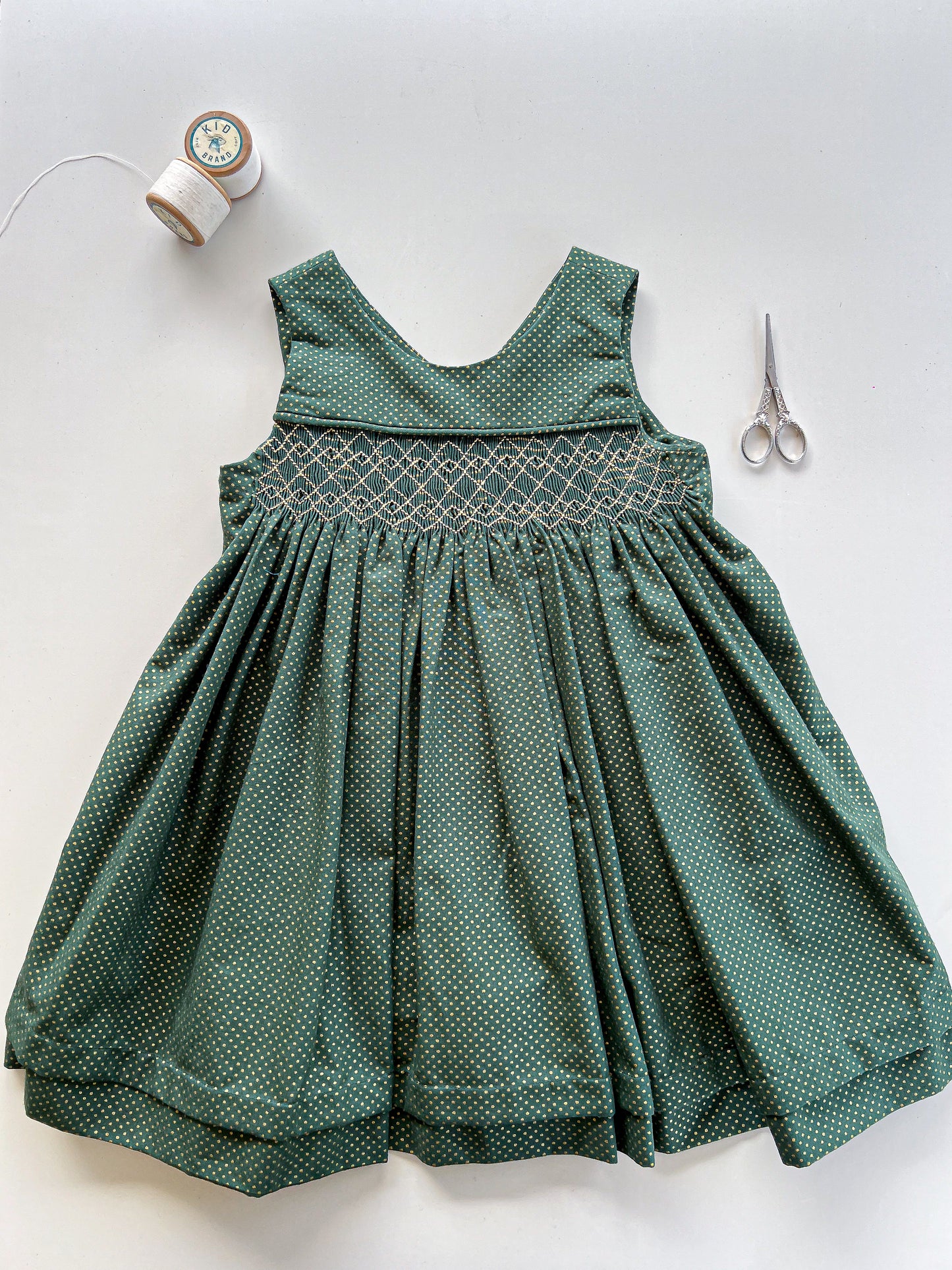 Green and gold polka dots (2 years)